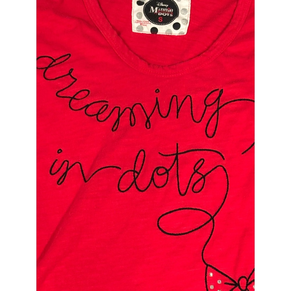 Disney Minnie Dots Red Dreaming In Dots Graphic T-Shirt Womens Small